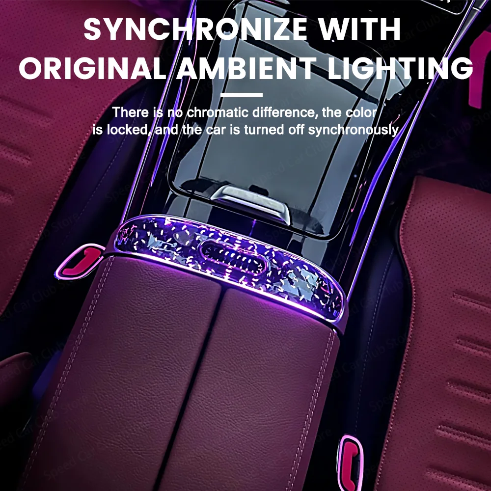 メルセデス・ベンツGLC X254 CクラスW206 Cra用64色センターコンソールクリスタルサドルライトLEDセンターコンソールアンビエントライト