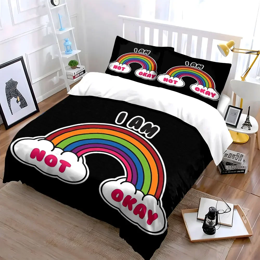 Rainbow Motivational Decor 3-piece Set Soft Comfortable Duvet Cover Bedding Set Included 1*Duvet Cover & 2*Pillowcases, gift