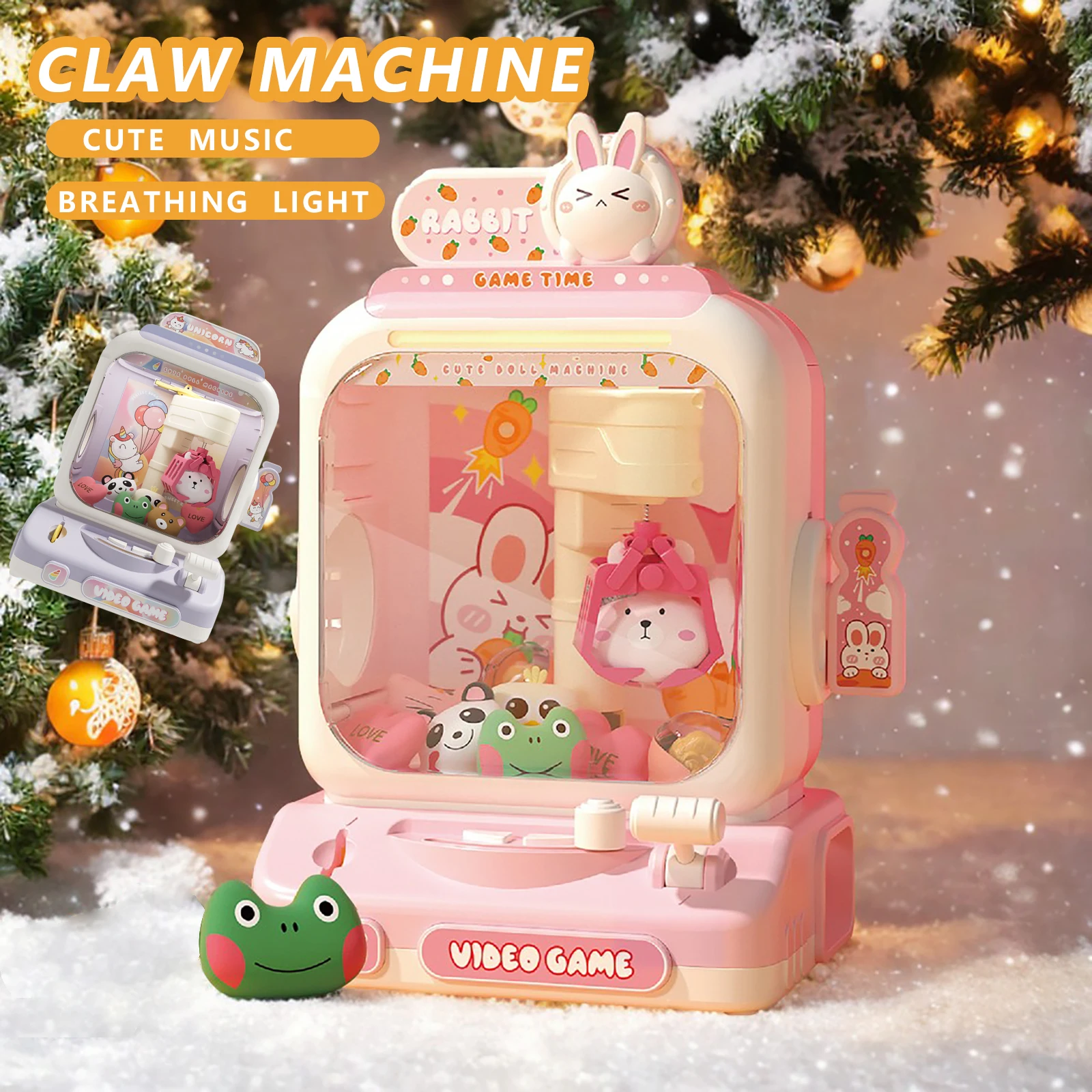 Mini Claw Machine Electronic Dispenser Arcade Game Candy Crane Game Capsule Toy Doll Adjustable Sounds And Music Gifts For Girls