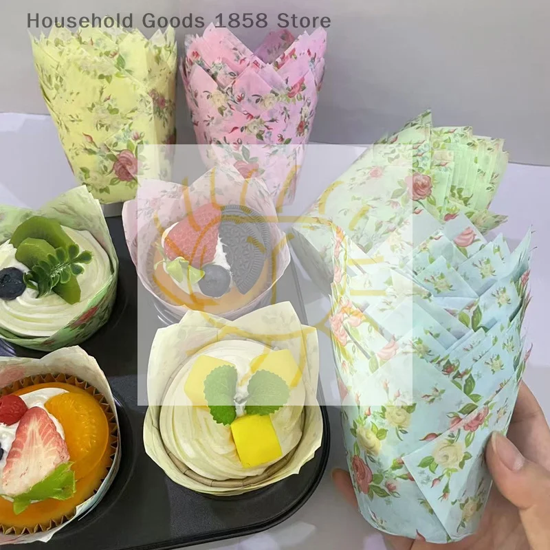 50pcs Tulip Muffin Cupcake Paper Cups Oilproof Cupcakes Liner Baking Muffin Cup Cake Holder Decorating Tools Muffin Wrap Cases