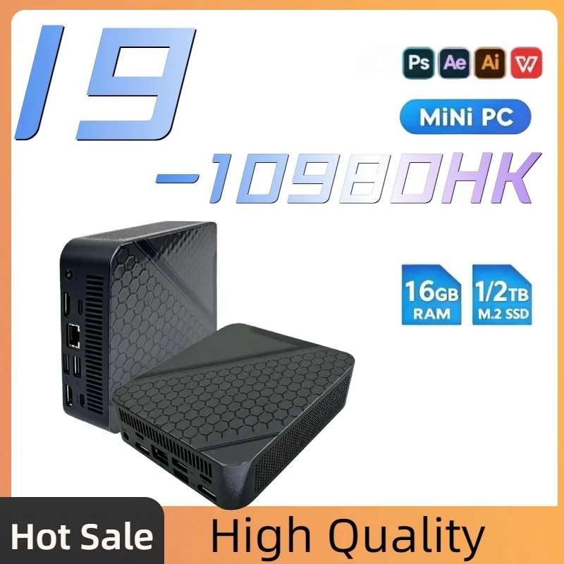 New Mini PC Portable Core i9-10980HK 1TB 2TB SSD 16GB RAM WIFI 6 BT5.2 4K HD Mini Gaming Office Study Pc