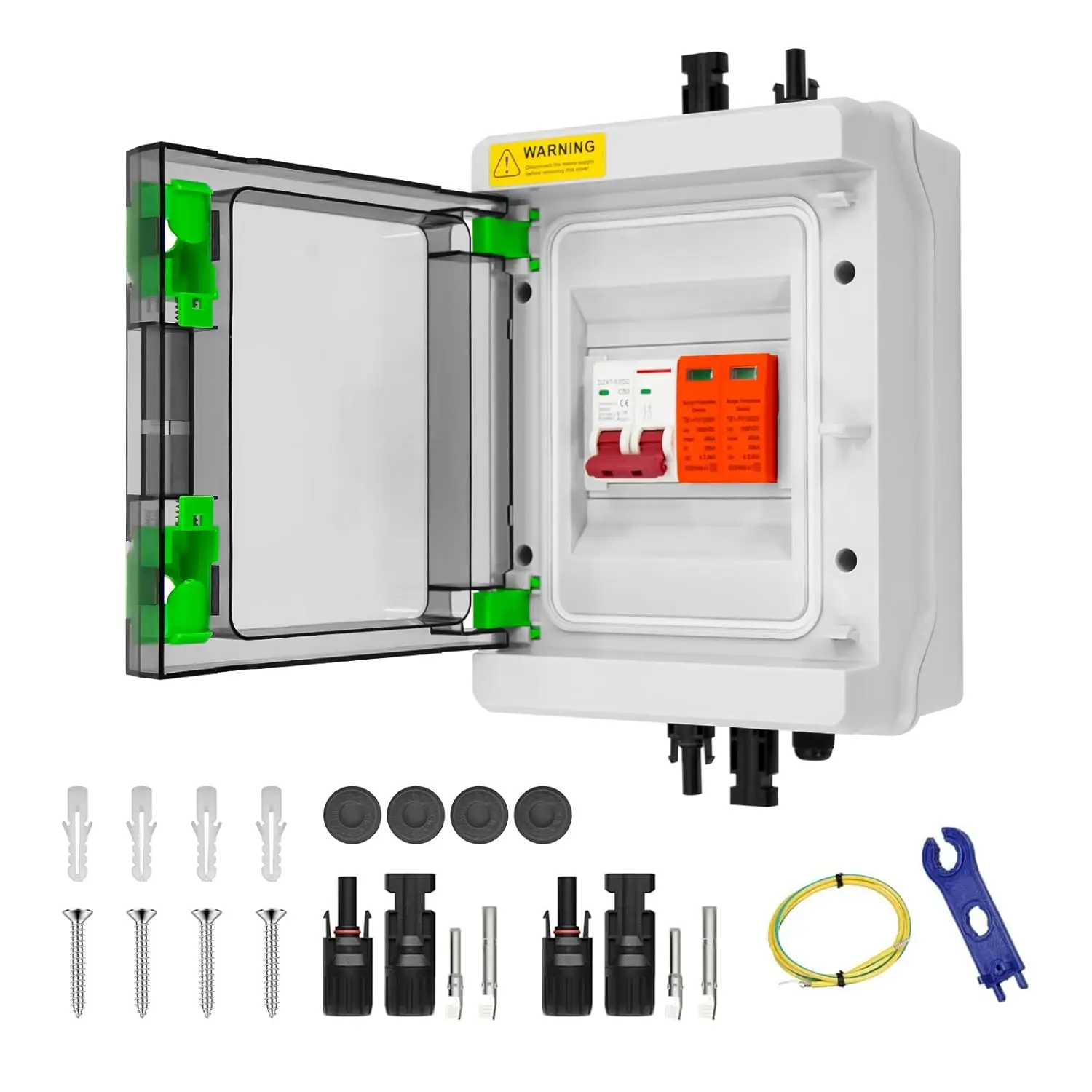 Premium IP65 Waterproof Solar Combiner Box, DC1000V 50A 1 In 1 Out PV Junction Box with Surge Protector & Circuit Breaker