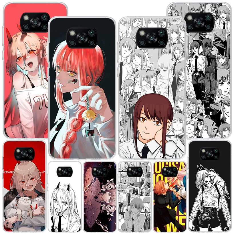 Power Makima Chainsaw Phone Case For Xiaomi Poco X6 X5 X4 X3 Nfc F6 F5 Pro F4 Gt F3 F2 F1 M5S M4 M3 Personalized Print Cover