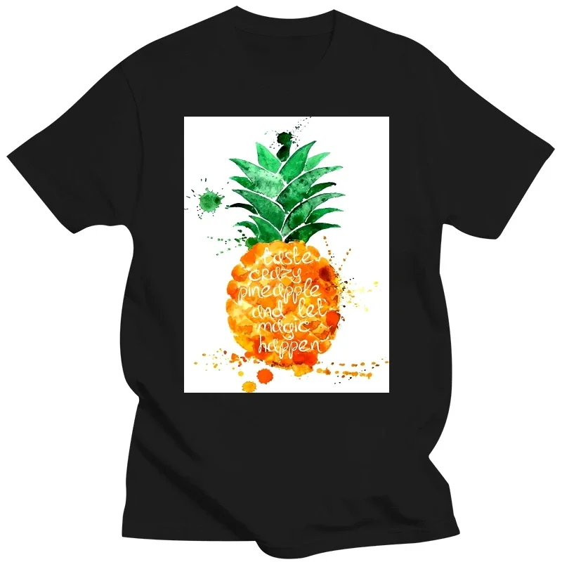 Round Collar fashion Hot Sale Watercolour Unisex kadınlar açık aşınma Tee gömlek Ananas serin sanat T-Shirt tasarım yaz tatil