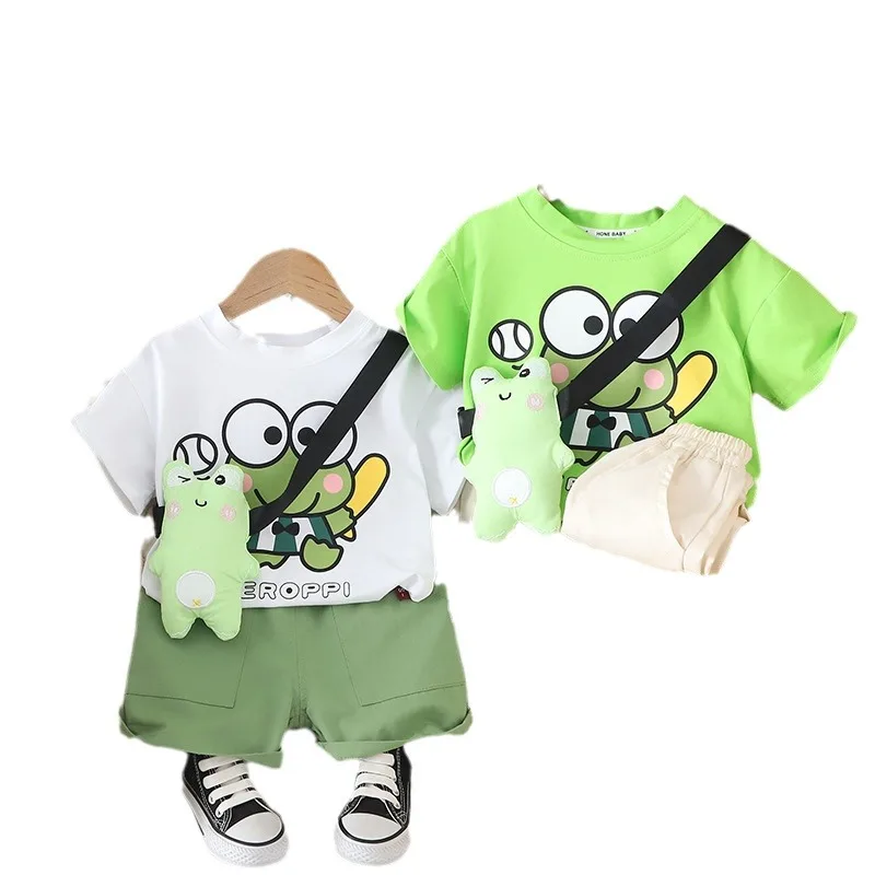 2024 New Summer K-style Kidsren\'s Clothing, Small Frog Bag, Short-sleeved Two-piece Set, Summer Clothing, Kidsren\'s Suit, Beh...