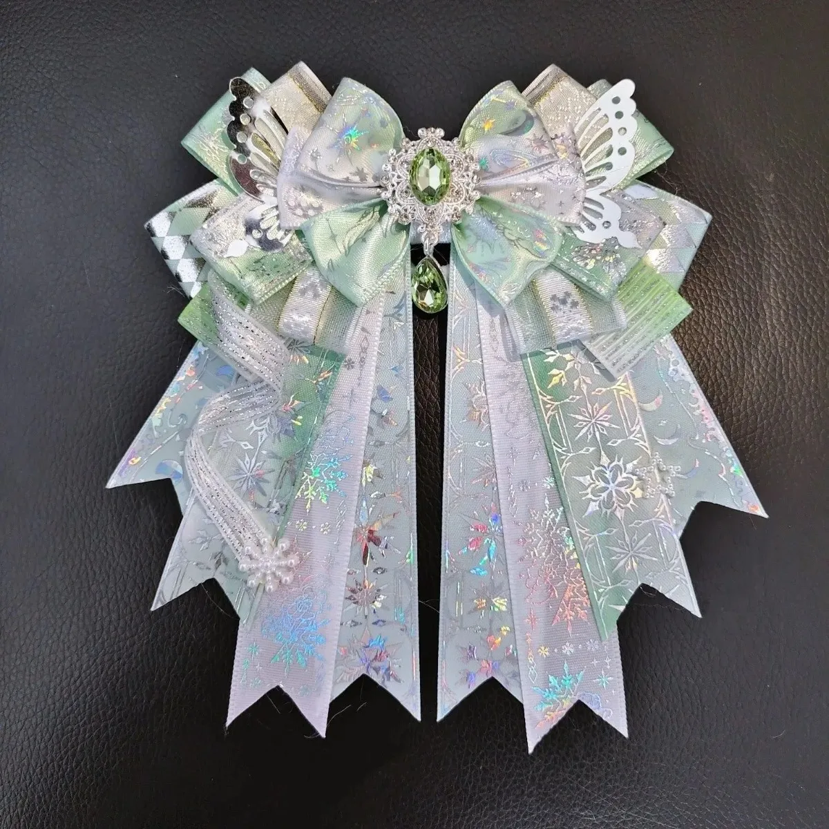 

Original Handmade Luxury Rhinestone Lolita Bowtie Ribbon Anime Concert Support Stick Shirt Collar Flower Brooch Bow Accessories