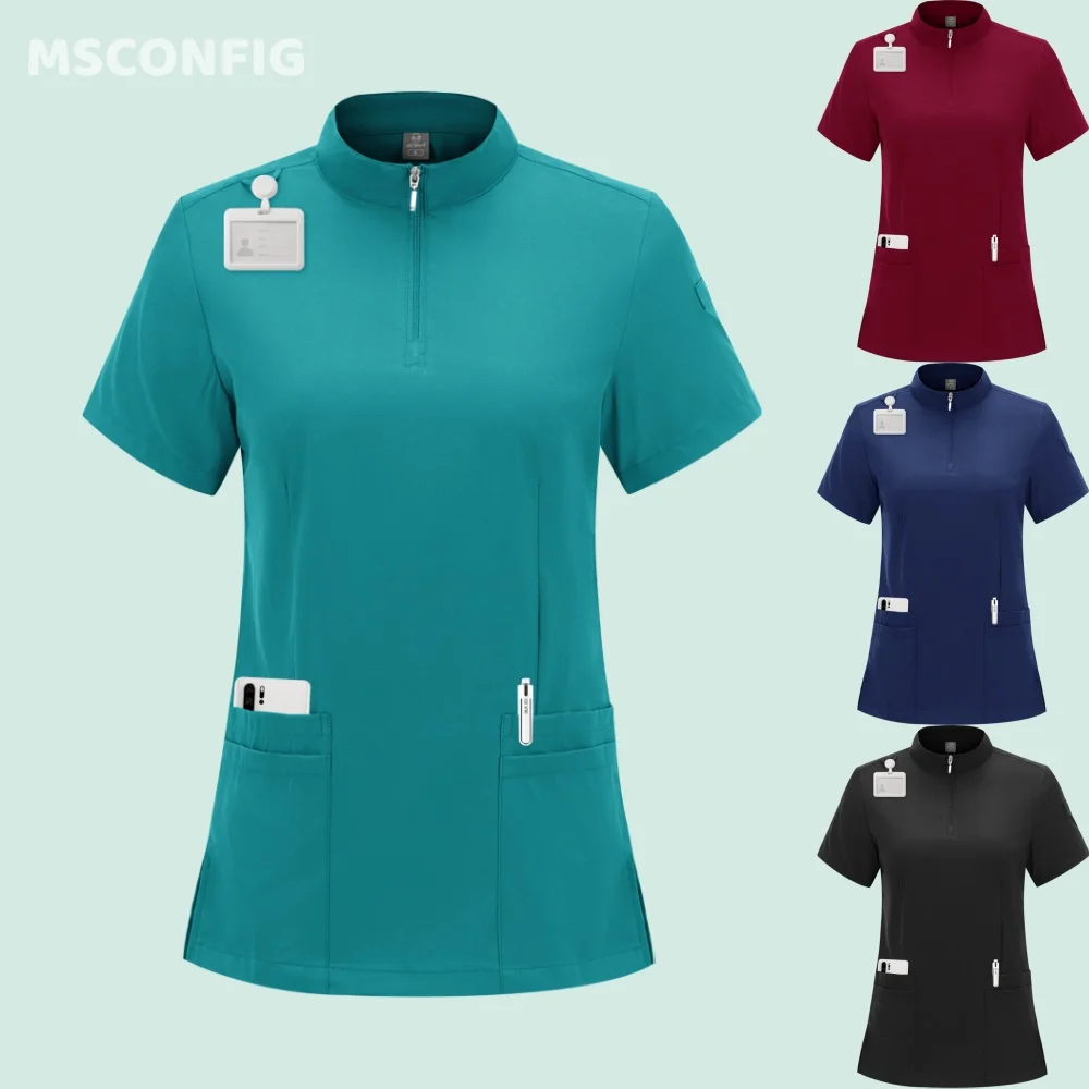 ชุดยูนิฟอร์มแพทย์ผ่าตัดสำหรับบุรุษและสตรี ชุดทำงานสำหรับเภสัชกร คลินิกทันตกรรม พยาบาล เสื้อซิป กางเกงลำลอง ชุดทำงาน