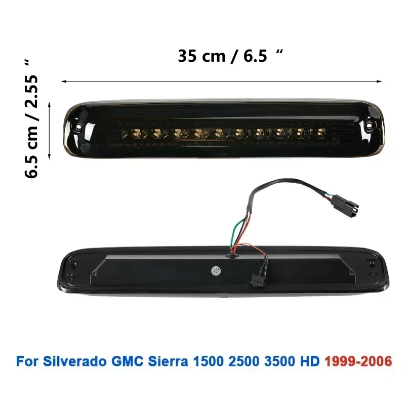 Car LED Third Brake Lights with Flash Switch Additional Brake Lamp For Silverado Sierra 1500 2500HD 3500HD 1999-2019