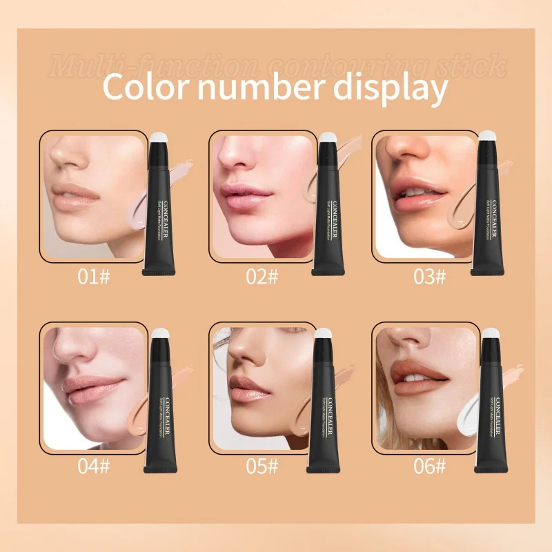 Six-Color Concealer Oil Control Smear-Proof Makeup Liquid Foundation Waterproof and Moisturizing Isolation Makeup Swab Makeup