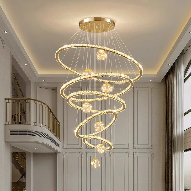 Imagem -04 - Modern Crystal Chandelier For Home Decoration Stair Pendant Lamp Living Room Pendant Lights Iluminação Interior