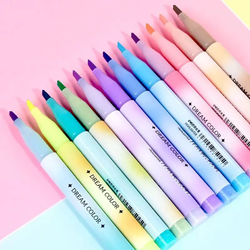 4Pcs/set Pastel Color Macaron Highlighter Pen Marker Pens Fluorescent Pen Drawing Highlighters Cute Stationery School Supplies