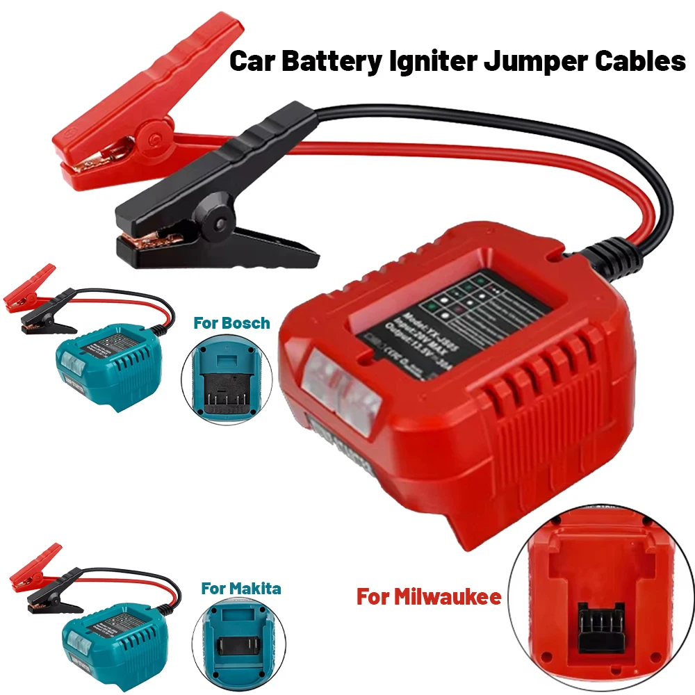 

Car Jump Starters Adapter For Makita/Milwaukee/Dewalt/Bosch 18V 20V Battery Jump Starter Heavy Duty Automotive Booster Cables
