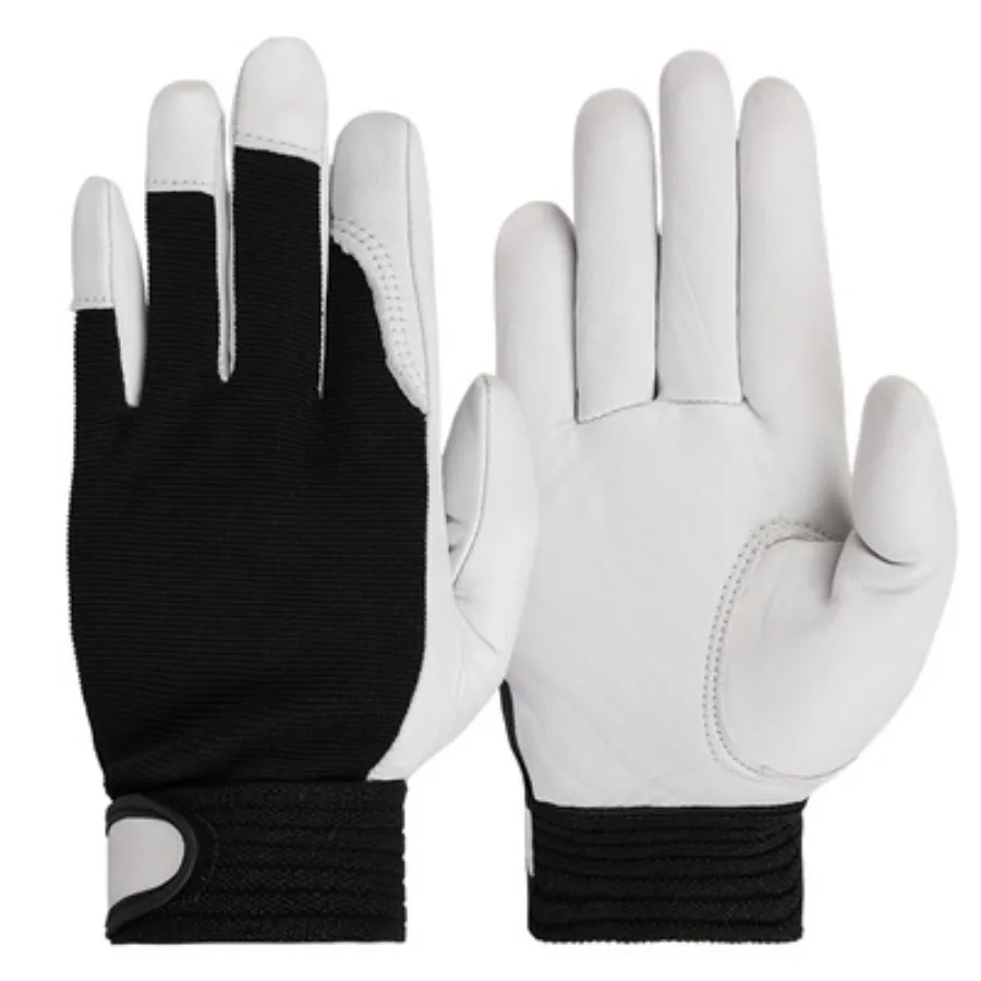 Reinforced Goatskin Leather Gloves Abrasion Puncture Resistant Protective Construction Warehouse Mechanics Gardening Motorcycle