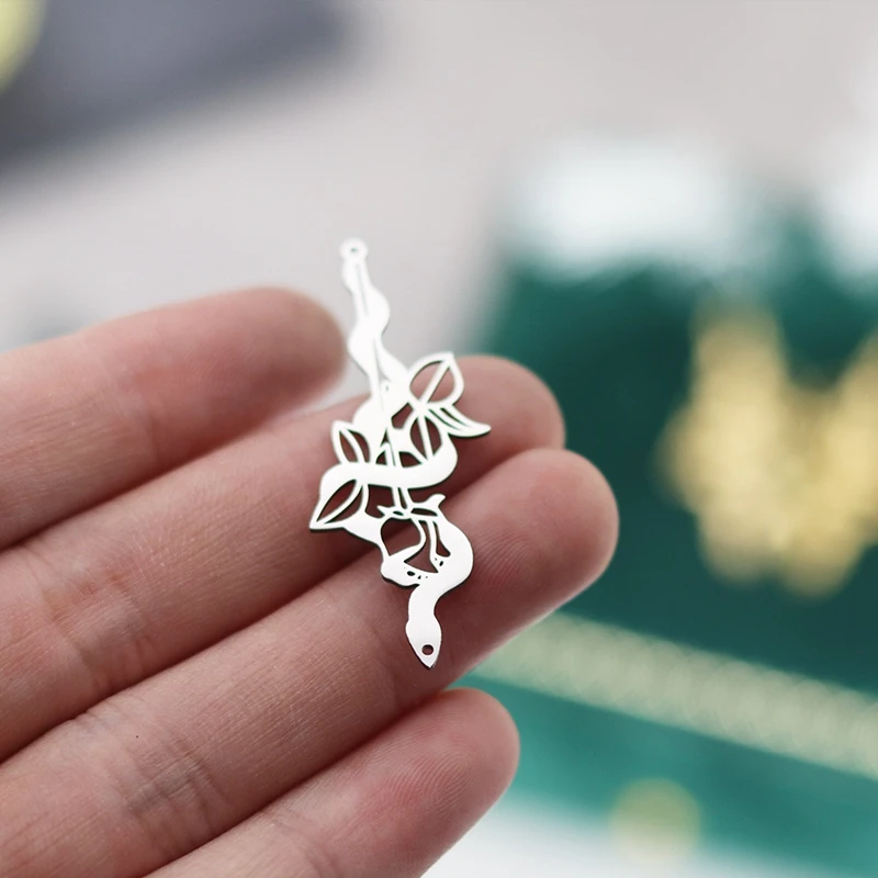 3pcs Stainless Steel Snake Charms Pendant For Jewelry DIY Making Bracelet Necklace Earrings Keychain Bag Clothing Charms image 5