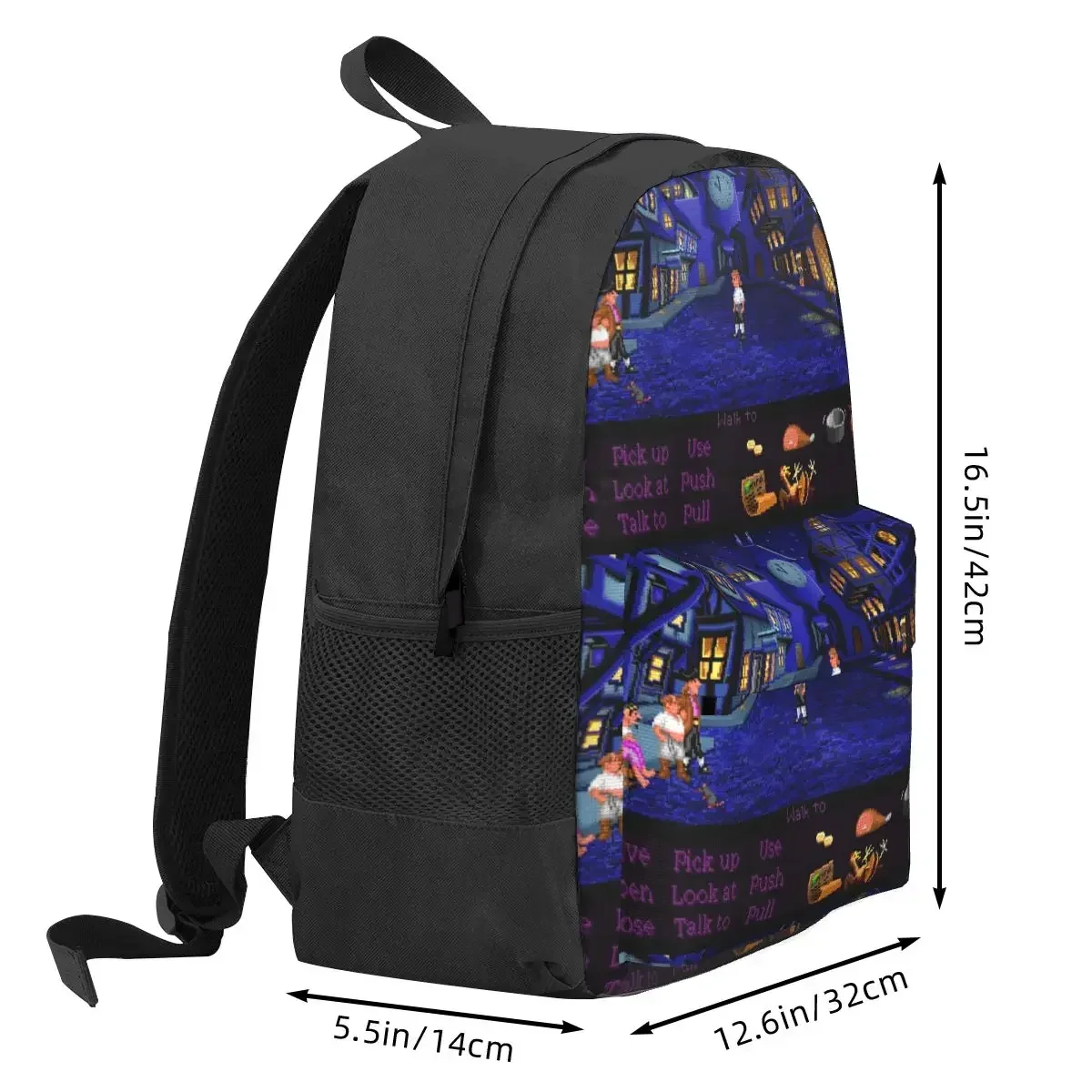 Melee Island Streets (Monkey Island 1) กระเป๋าเป้สะพายหลัง Boys Girls Bookbag นักเรียนโรงเรียนกระเป๋าการ์ตูนเด็ก Rucksack กระเป๋าสะพาย