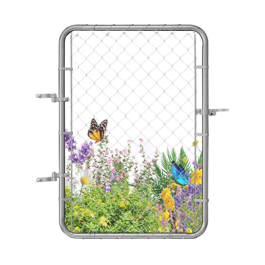 

Chain Link Fence Gate, 32 x 46 in, Adjustable Chain Link Fence Panel, Fit 24 ft W x 4 ft H Garden Fence Gate Opening, RustResist