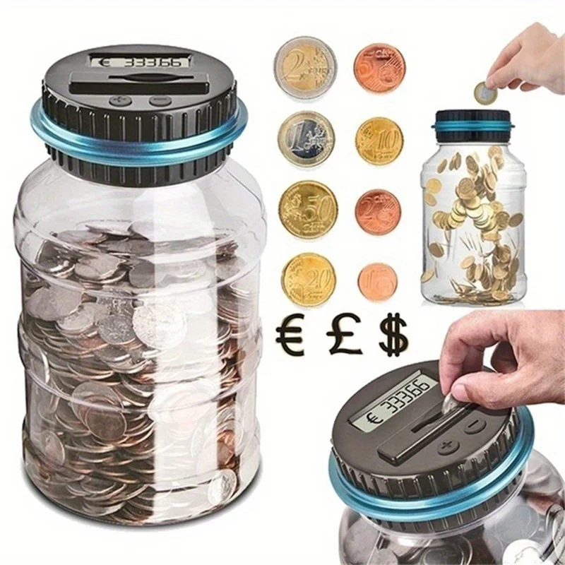 Large LCD Coin Counting Box Jar Automatic Piggy Bank for Kids Holiday Gifts Halloween Thanksgiving Christmas