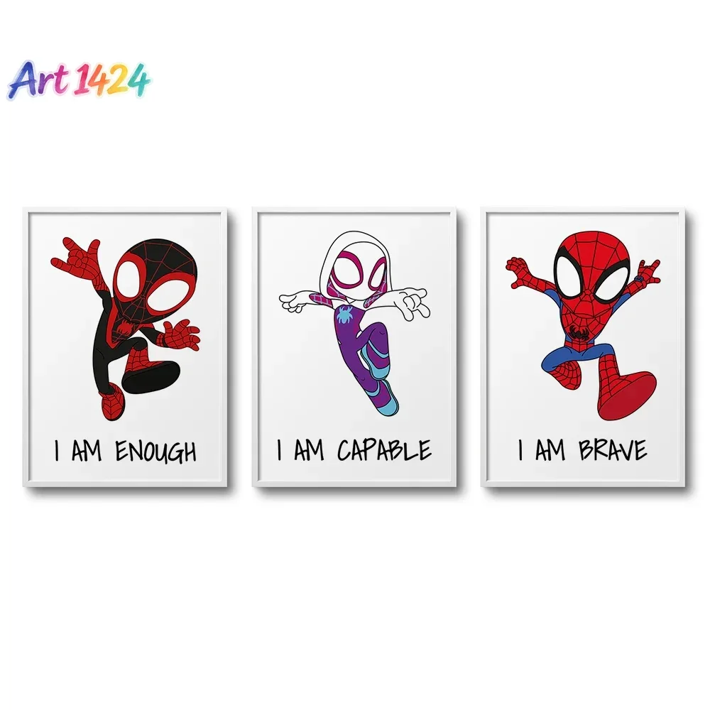 1pcs Spidey and Friends Print Poster Wall Art Canvas Painting Superhero Decorative Pictures Nursery Kids Room Playroom Decor