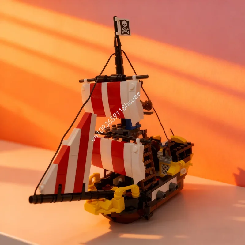 

338 деталей MOC Barracuda Junior Pirates Ied, модель конструктора, рождественский подарок, строительные блоки, игрушка для сборки, творческая идея для детей, сделай сам
