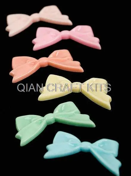 Set of 50pcs big Kawaii resin Bow flatback cabochons assorted colors Gothic 50*26mm