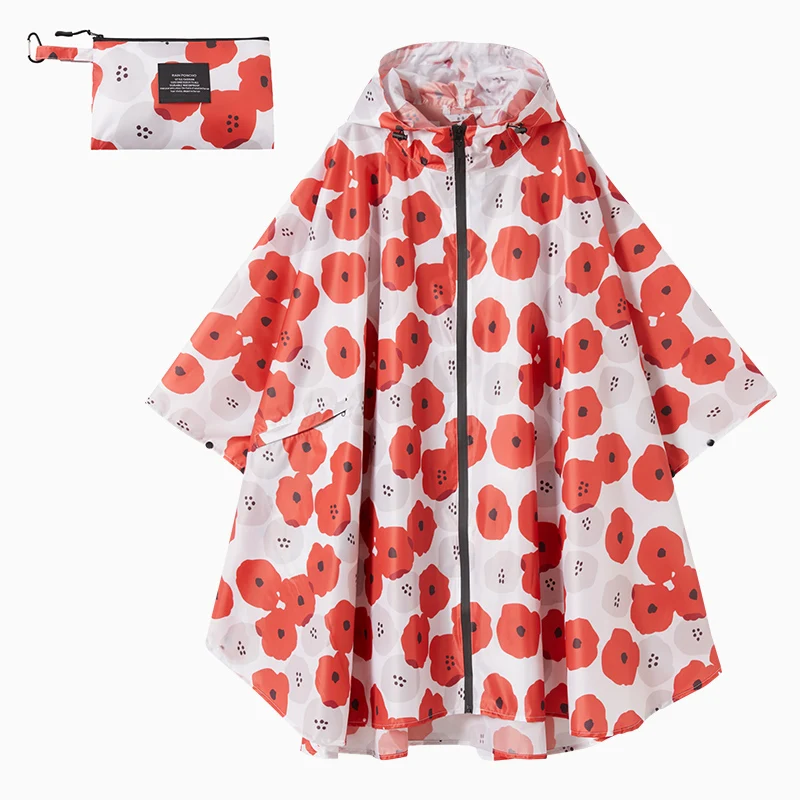 

Adult Poncho Raincoat Ladies Printed Fashion Cycling Outdoor Travel Raincoat Large Size Walking Backpack Riding Thin Polyeste...