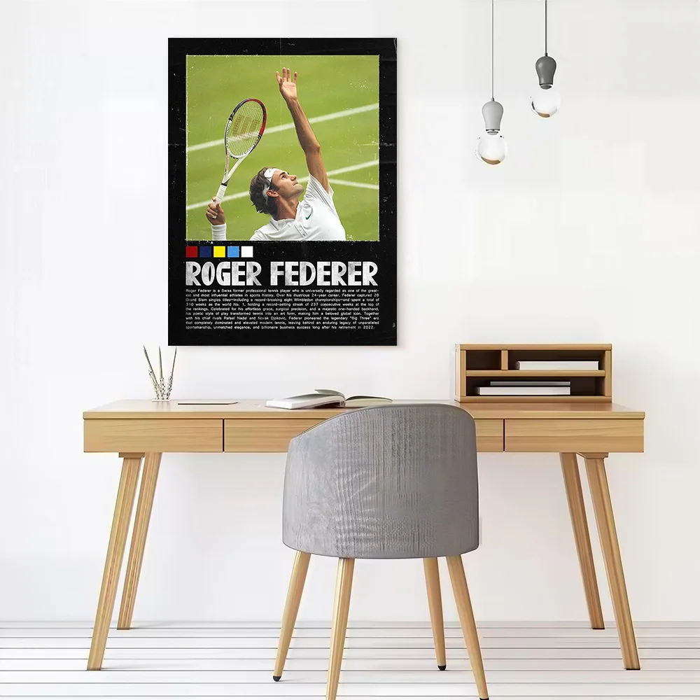Roger Federer Tennis Printed Canvas Wall Art Customizable Paintings Poster Perfect Gift for Home Decor Luxury Decoration Bedroom