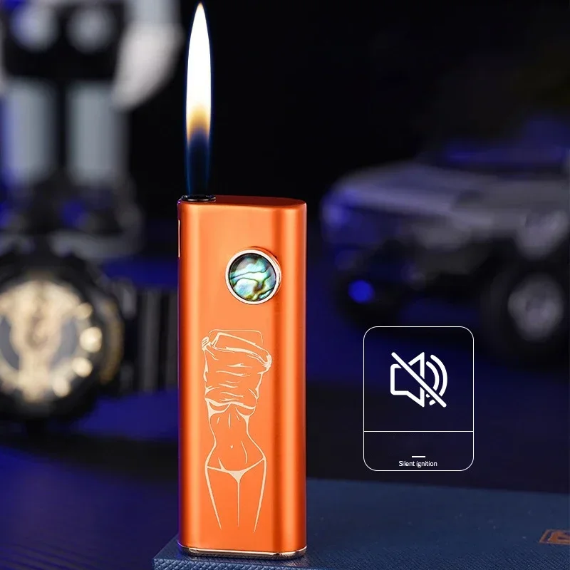 

Compact Metal Cat Eye Button Ignite Lighter Personalized Shell Open Flame Inflatable Portable Silent Ignite Business Gift 2025
