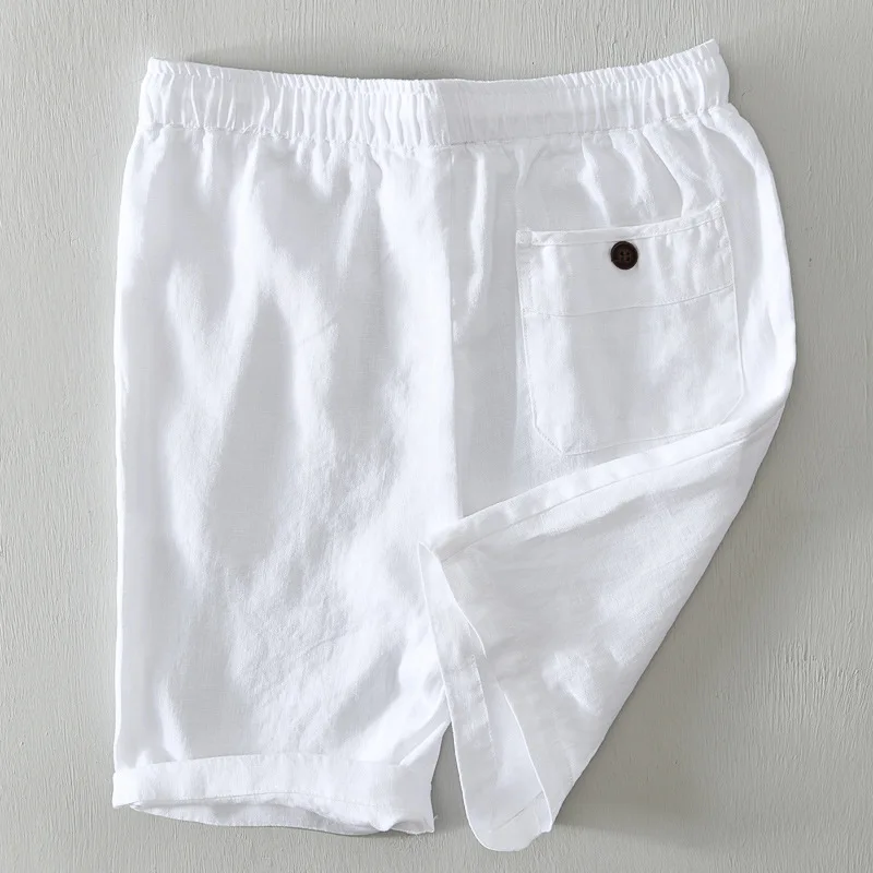 Sommer neue einfache Leinen Shorts für Männer Kleidung einfarbige Streetwear Herren Hosen b8103