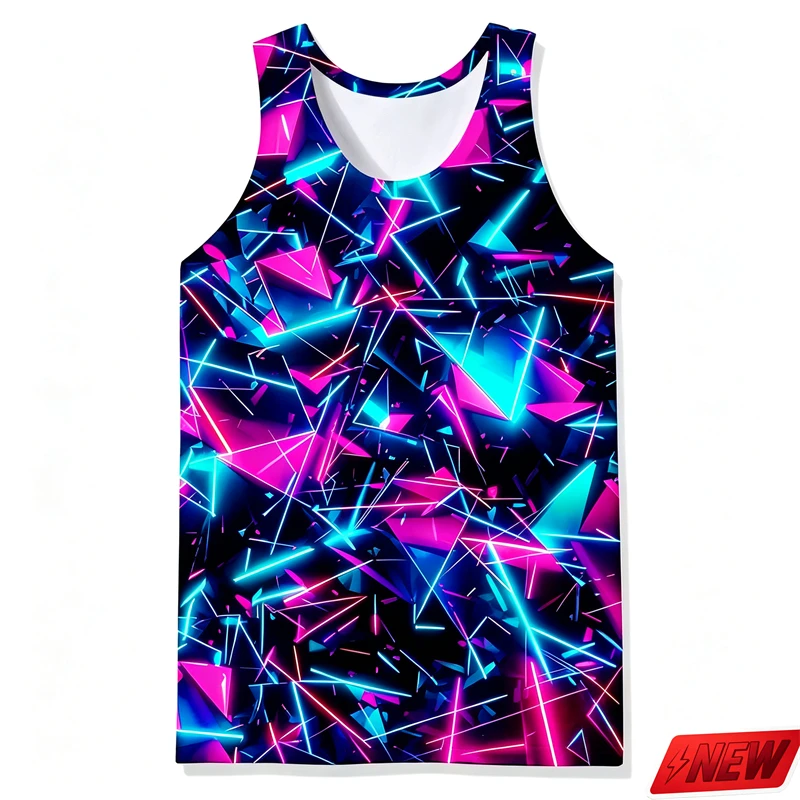 Trend Cool Colorful Tank Top For Men Summer Casual 3D Print Sleeveless Top Harajuku Novelty Tops Street Loose Quick Dry Vest