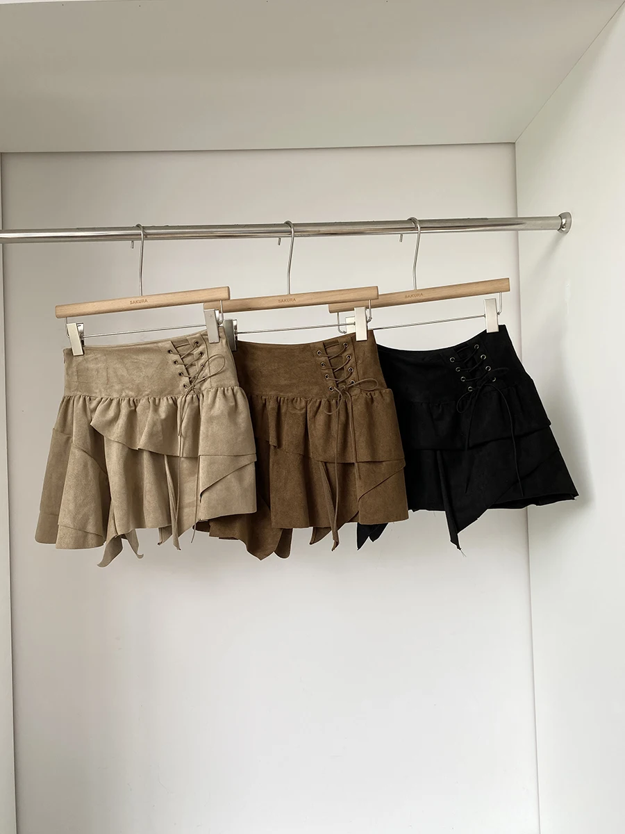 

High Waist Cake Skirt Trendy Women's f-length ded Slimming Korean Sle Retro Spicy Girl Versatile Commute Polyester...