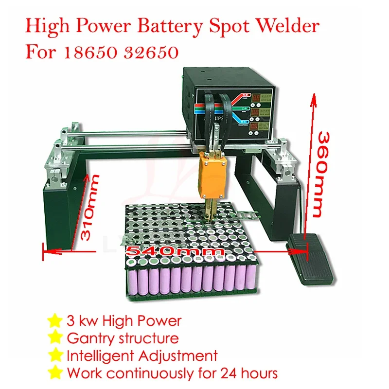 

High Power Battery Spot Welder 18650 Lithium Batteries Contact Welding 3KW Precision Pulse Nickel Strip Spot Welding Machine