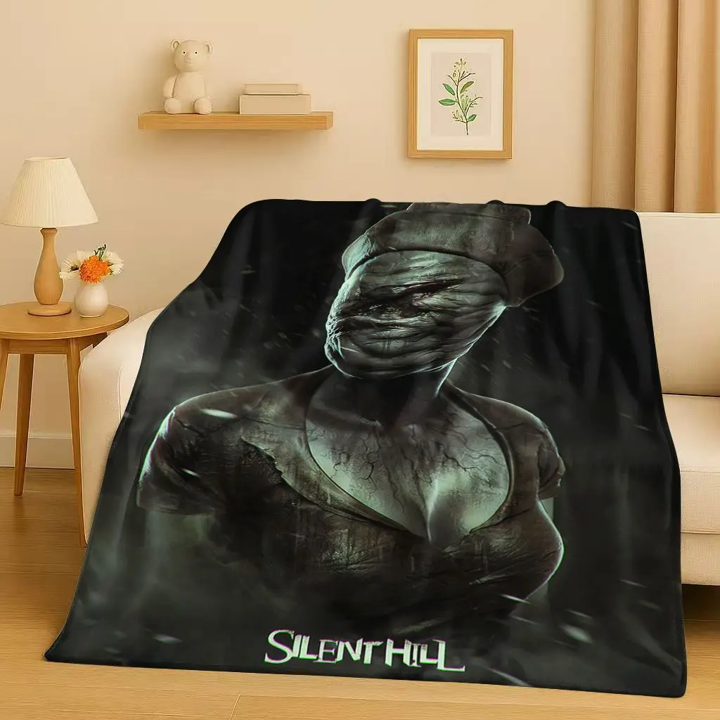 Classic Game Silent Hill Pyramid Head Horror Movie Flannel Blanket,Ultra Soft Warm Plush Throw for Home Bedroom Bed Sofa Cover