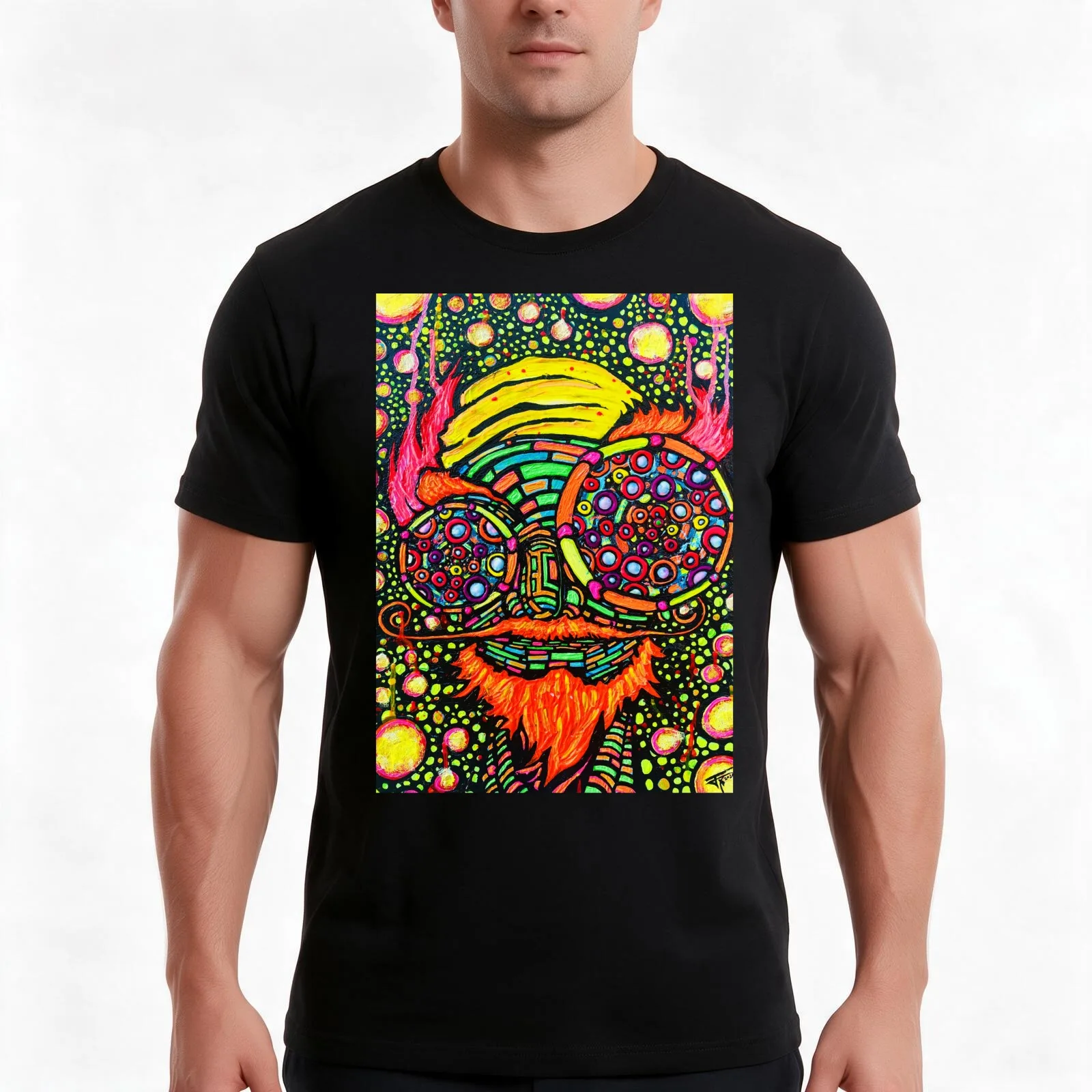 Ginger Stache T-Shirt, Summer Casual Cotton Tee, Oversized Streetwear Tops, Vintage Graphic Print, Loose Fit Short Sleeve