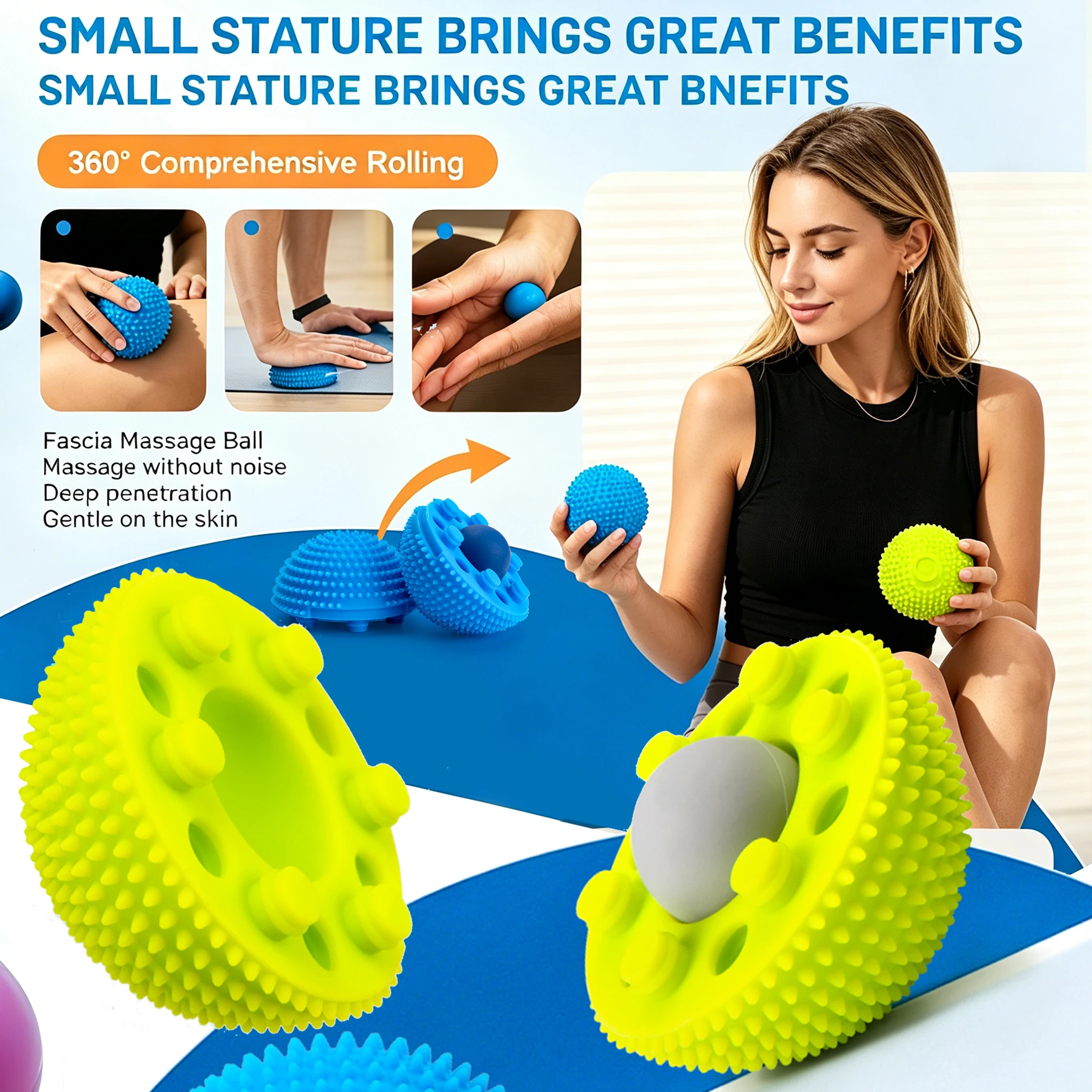 Fascia Foot Massage Roller Yoga Massage Ball Plantar Fascia Roller Deep Tissue Muscle Relaxation Fitness Manual Massager Tool