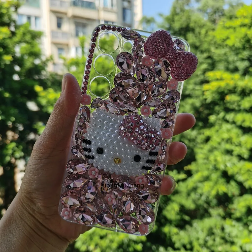 Hello Kitty Strass-Hülle für Samsung S25 S6 Ultra S24 Ultra S23 S22 Plus S21 FE S20 S10 Note 20 10 Hülle Diamant-Handycover – Detail 1
