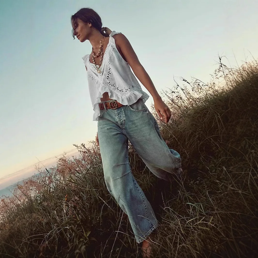 

WISH Mid Rise Vintage Jeans Women | Washed Light Denim Straight Pants | Instagram Slimming Loose Fit Office Casual Trousers Blue