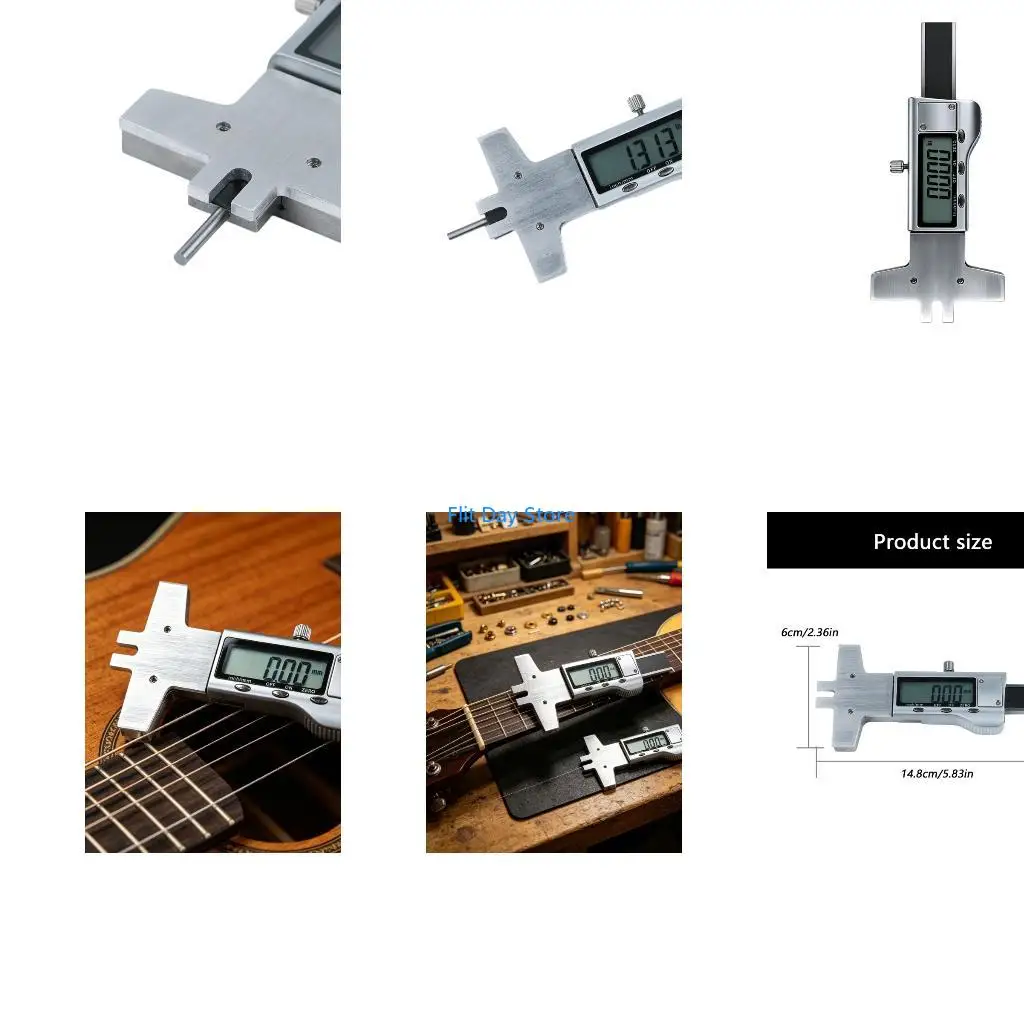 F92C Accurate Guitar String Gauge String Height Measuring Tool With LCD Display Suitable For Acoustic Guitars
