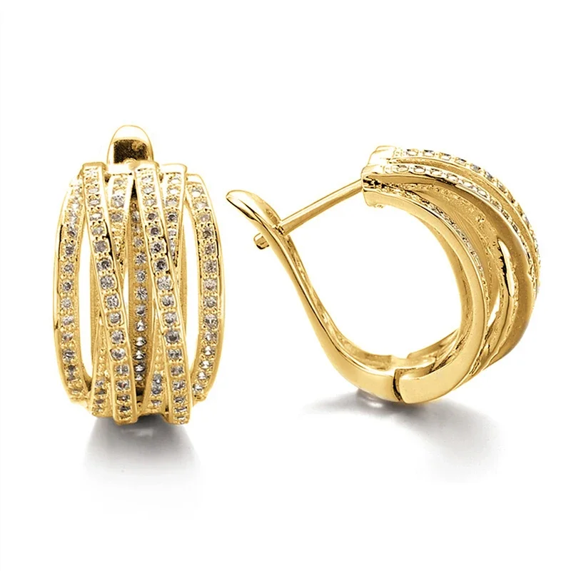 Huitan Luxury Claw Design Lady Hoop Earrings Full Bright Cubic Zirconia Silver Color/Gold Color Accessories Trendy Party Jewelry