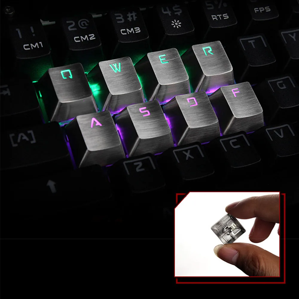 Full Metal Keycaps For Cherry Mx Switch Mechchanical Keyboard Blue Gold Silver Red ESC QWER ASDF Arrow Aluminum Alloy Key Caps