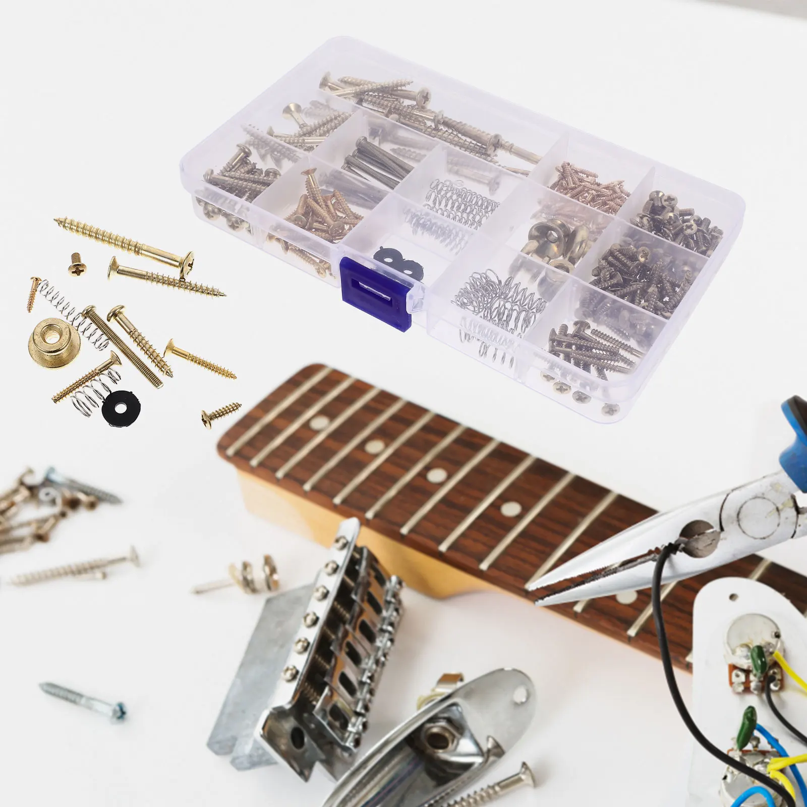 

254 Guitar Repair Screws Kit 9 Piece Golden Electric Guitar Parts Hardware Pickup Screws With Spring Strap Buttons Tools