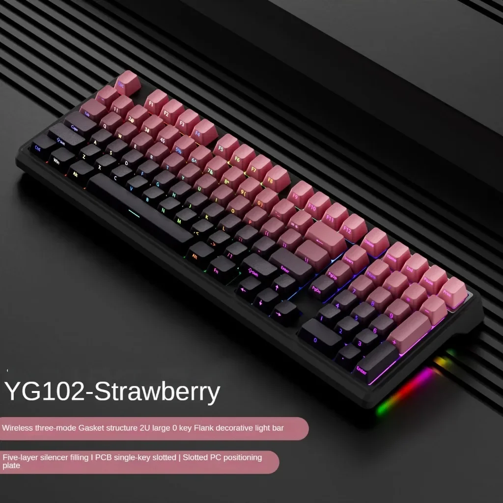 

MATHEW YG102 Gasket Mechanical Keyboard Hot Swappable BT5.0/2.4G/USB-C Wireless Gaming 98% Layout with RGB Programmable Keyboard