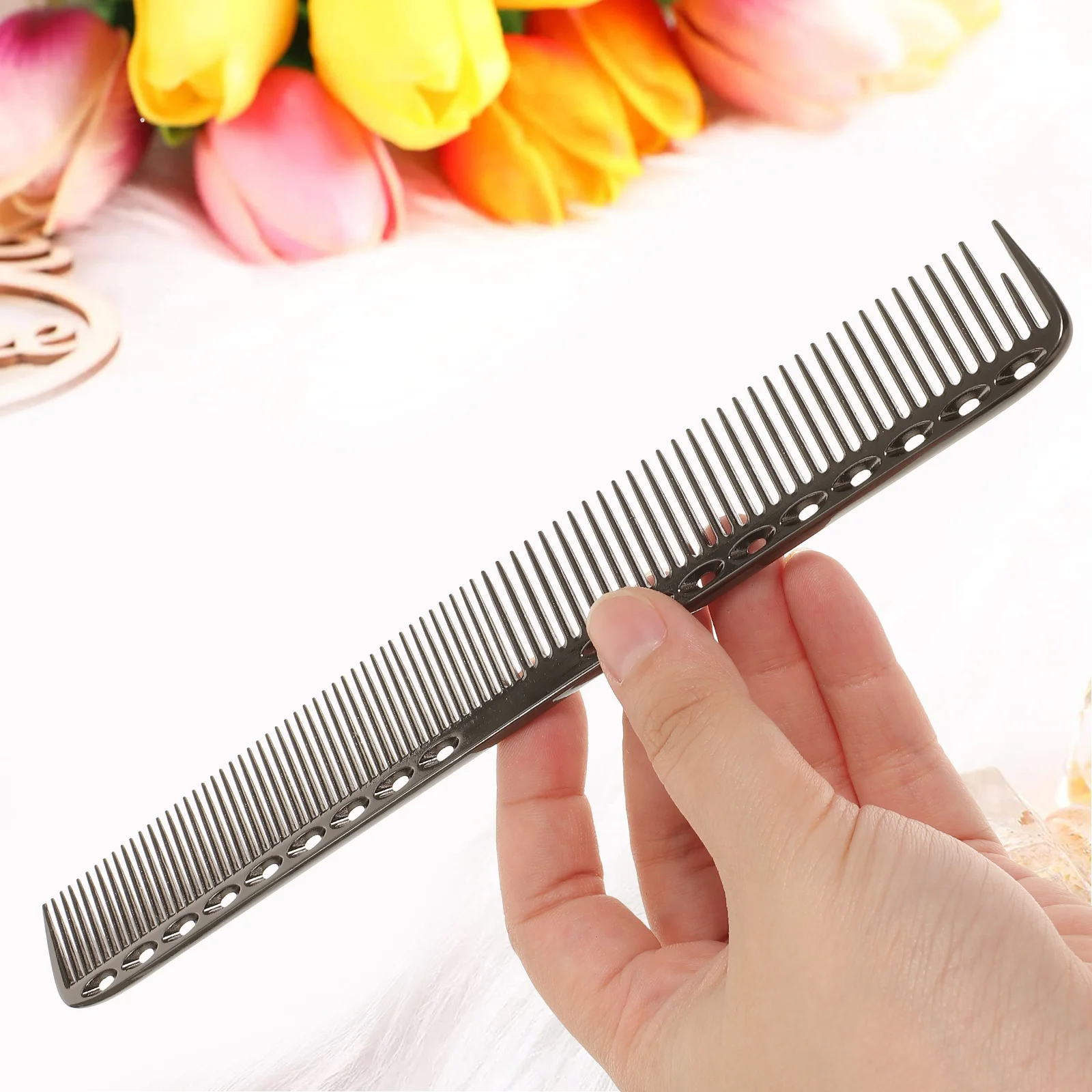 

Anti-Static Steel Stainless Steel Hair Comb Black Size L S909 For Women Salon Metal Style Comb Hair Care Tool