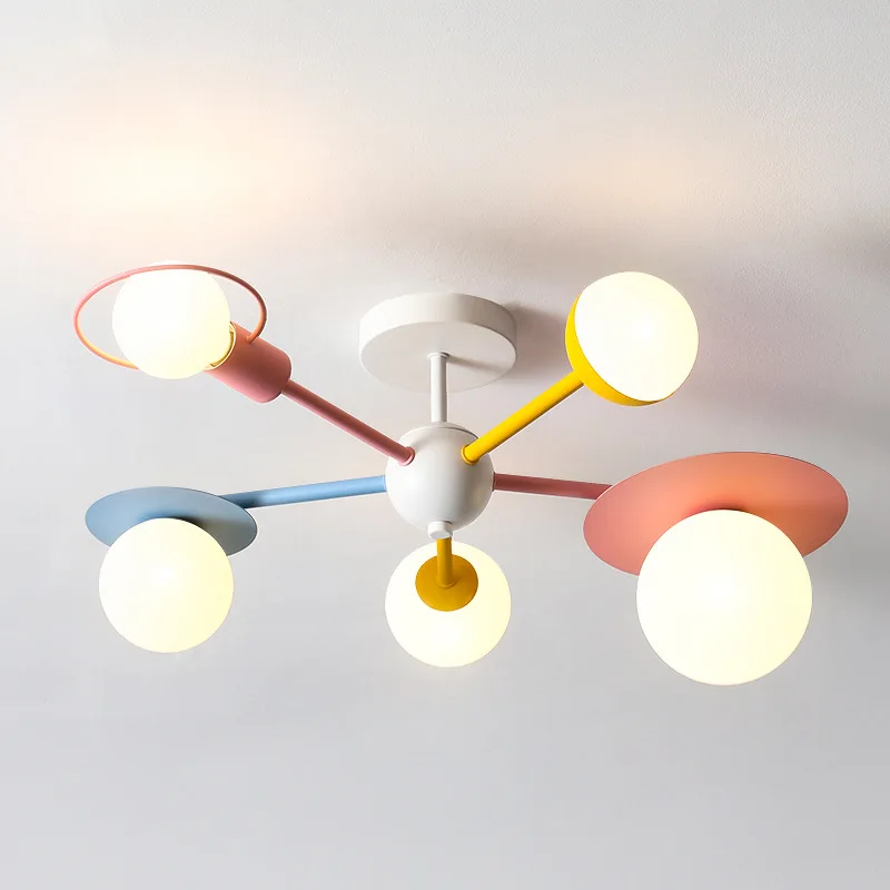 Cartoon Nordic pendant light glass lampshade LED light girls' bedroom ceiling light princess room children's home decoration