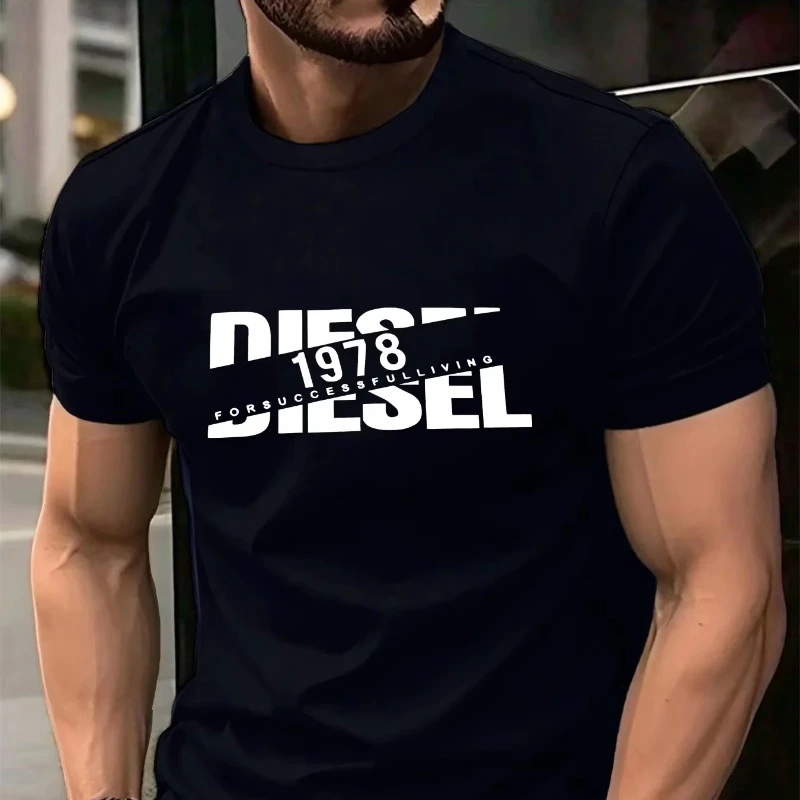DIESEL Printing Tees New European and American Trendy Men's Fashionable Casual Short Solid Color T-shirt Men Summer Sports Tops