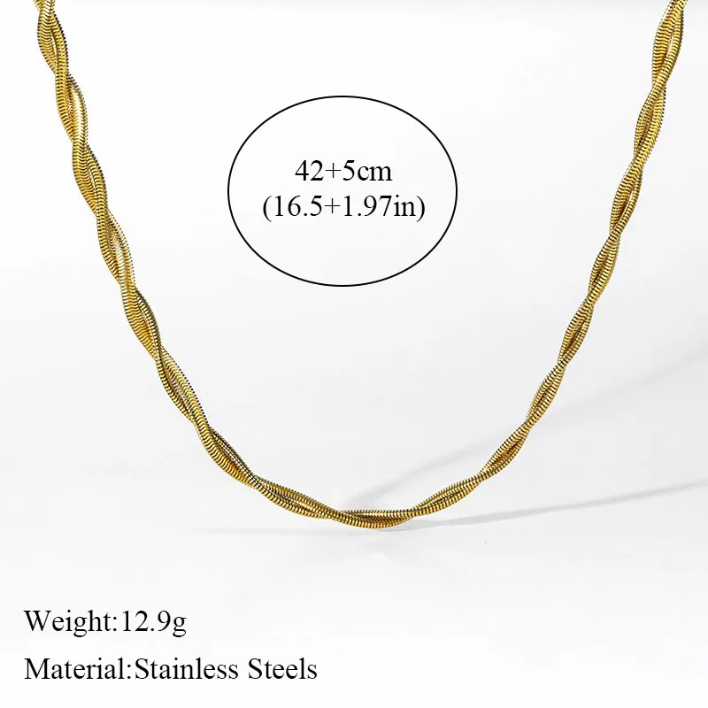 EILIECK 316L Edelstahl 18K Vergoldet Wasserdichtes Dickes Kettenhalsketten-Armband-Schmuckset für Frauen Mädchen Modisches Geschenk – Detail 8