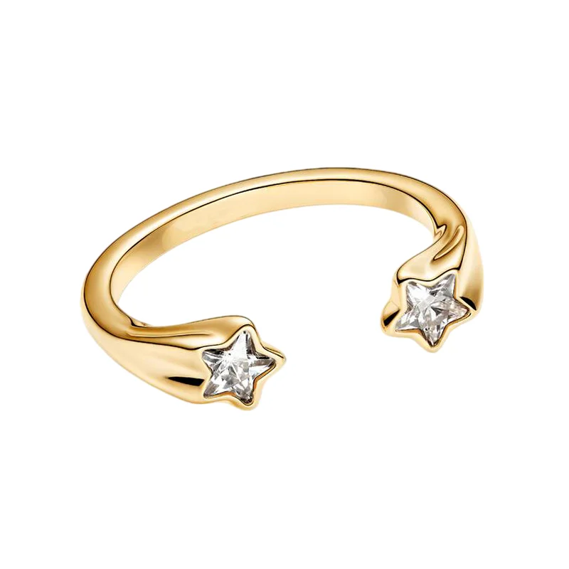 Women's 925 Silver Double Love Butterfly Gold Ring
