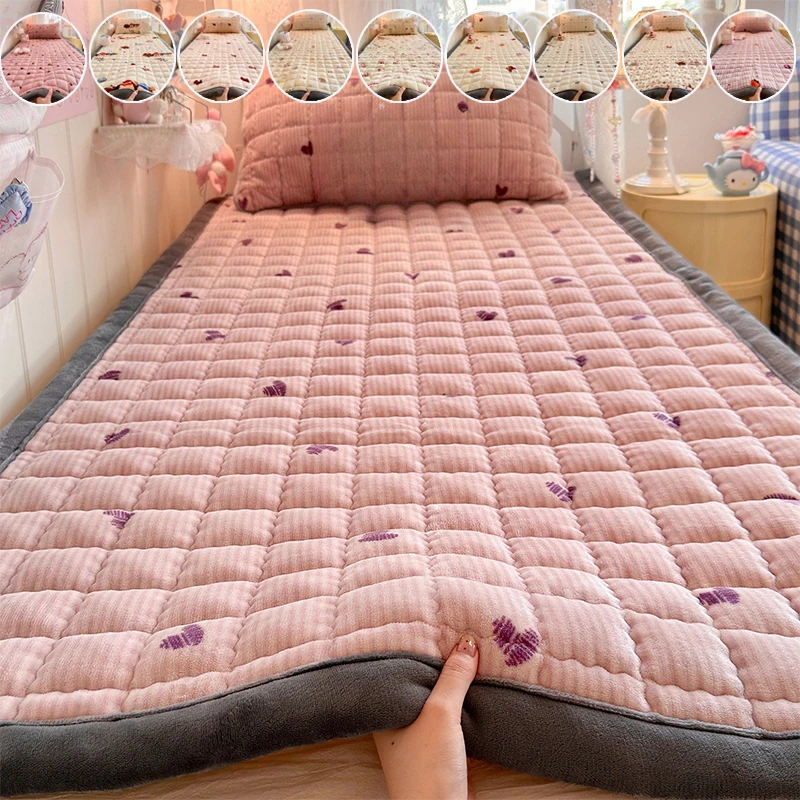 

1pc 2025 New Milk Velvet Mattress Pad Soft Breathable Bedding Protector Queen Size Comfortable Quilted Top Mattress Cover침대 매트리스