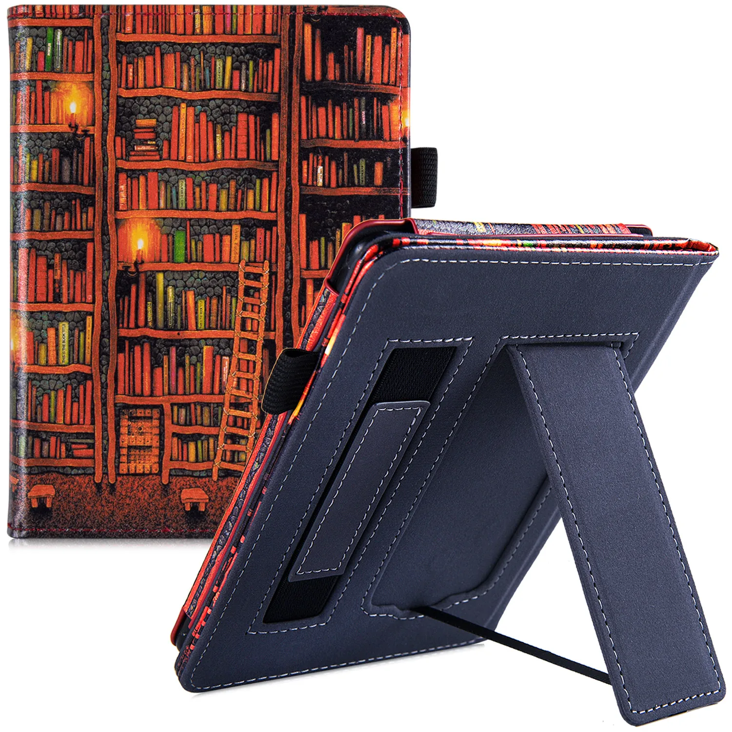Stand Case for Kindle 8th/10th Generation (2016/2019 Released) | with Auto Sleep/Wake | PU Leather Sleeve Cover with Hand Strap
