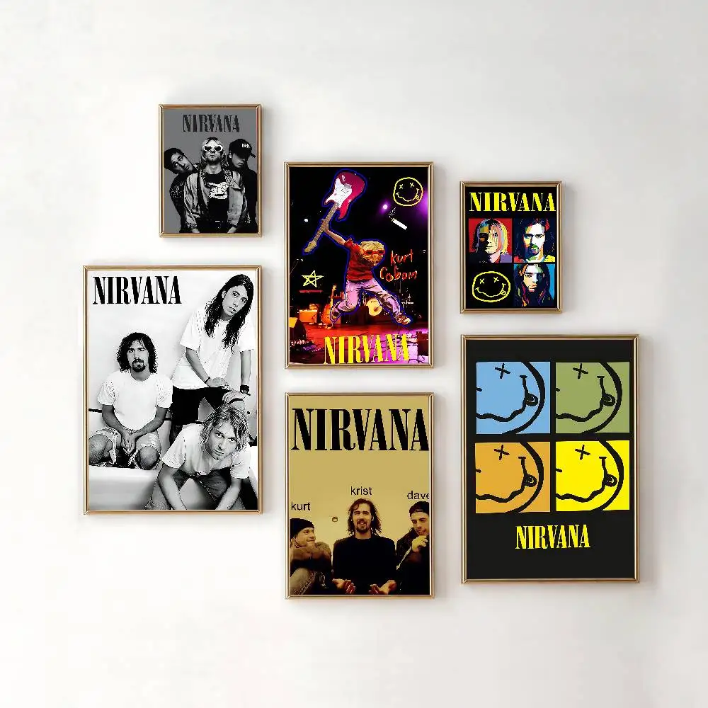Band N-Nirvana-A Poster No Framed Poster Kraft Club Bar Paper Vintage Poster Wall Art Painting Bedroom Study Stickers