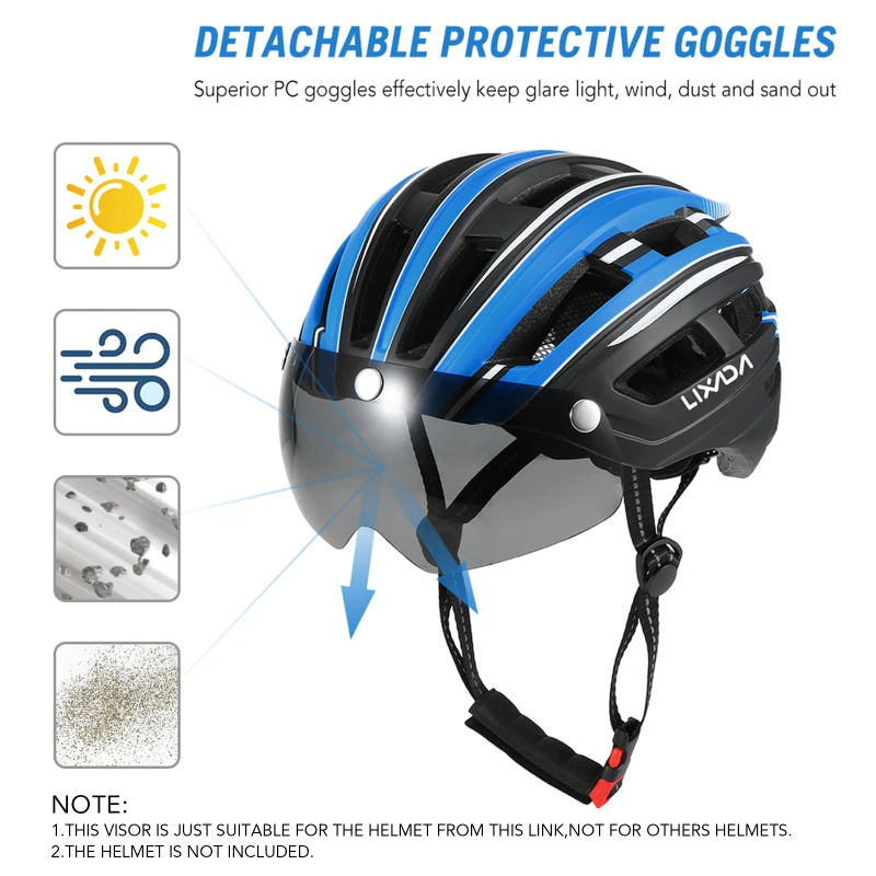 Mountain Bike Helmet Motorcycling Helmet with Back Light Detachable Magnetic Visor UV Protective for Men Women